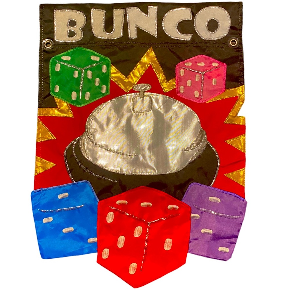 Bunco Garden Flag 18.5" by 13.5" for Bunco Party Fully Embroidered 2 Sided